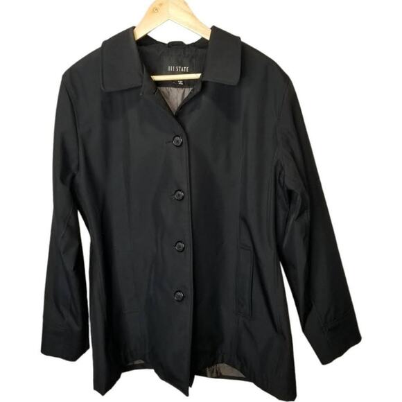 111 State Jacket Large All Weather Black Coat Dress Rain - Picture 7 of 7